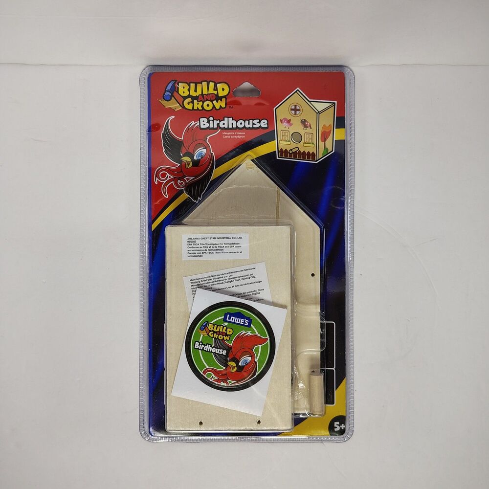 Lowe's Build And Grow Birdhouse Wood Project DIY Kit For Ages 5+ New Sealed